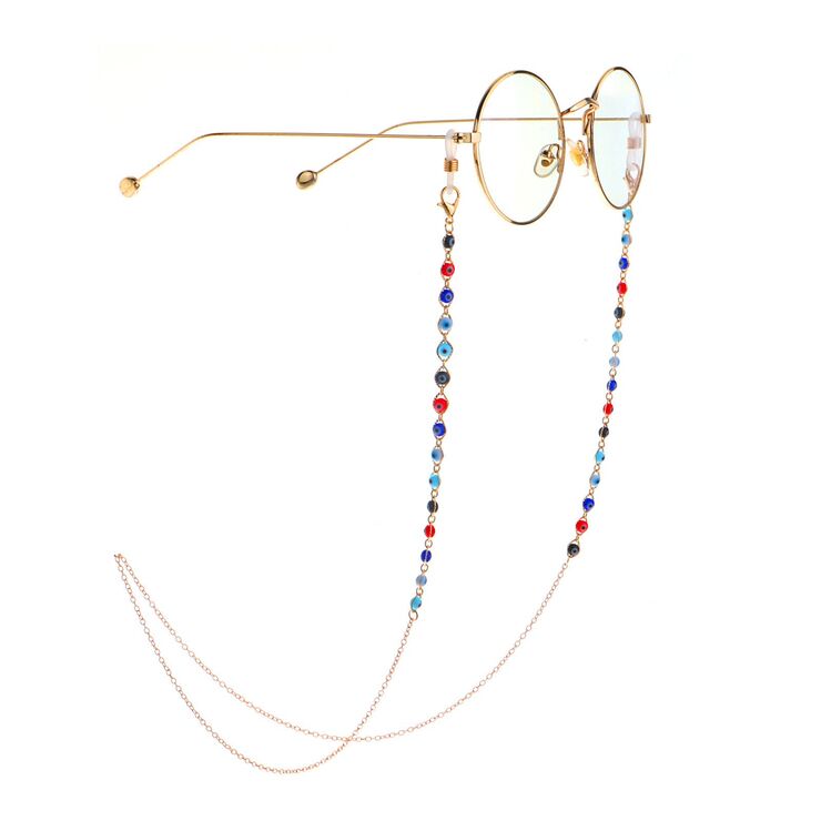 Metal non-slip chain gold, with colorful eyes, for glasses and masks GL955