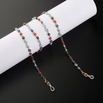 Металлическая нескользящая золотая цепочка, с цветными глазками, для очков и масок GL954