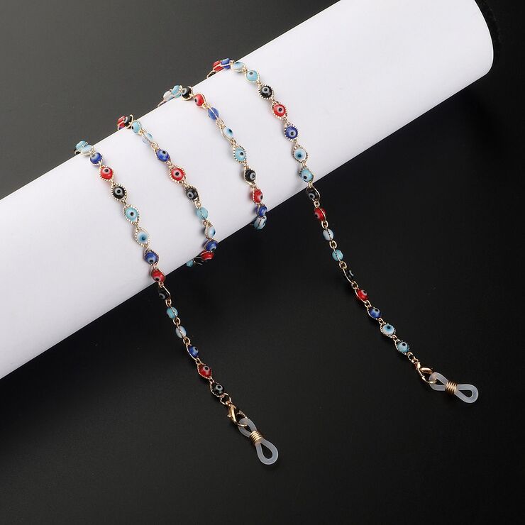 Gold-colored metal non-slip chain, with flowers eyes, for glasses and masks GL954