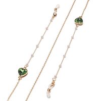 Металлическая нескользящая цепочка золотого цвета, с сердцем из кристалла и жемчугом, для очков и масок GL1503