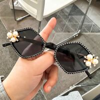 Plastic PC polygonal sunglasses with rhinestones 