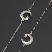 Silver-colored metal non-slip chain with rhinestones, star and moon, for glasses and masks GL227