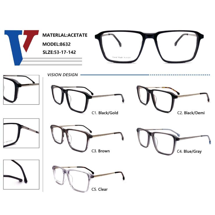 Оправа пластиковая из ацетата + металл с флексом 8632-DA