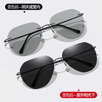 Polarized photochromic metal rimless sunglasses KY222107