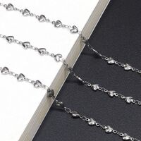 Metal non-slip silver chain, with heart, for glasses and masks GS028