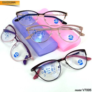 Women's metal eyeglasses with flex hinges Vizzini V7005 W21030-31 BLOCK BLUE LIGHT dioptries to -8.00