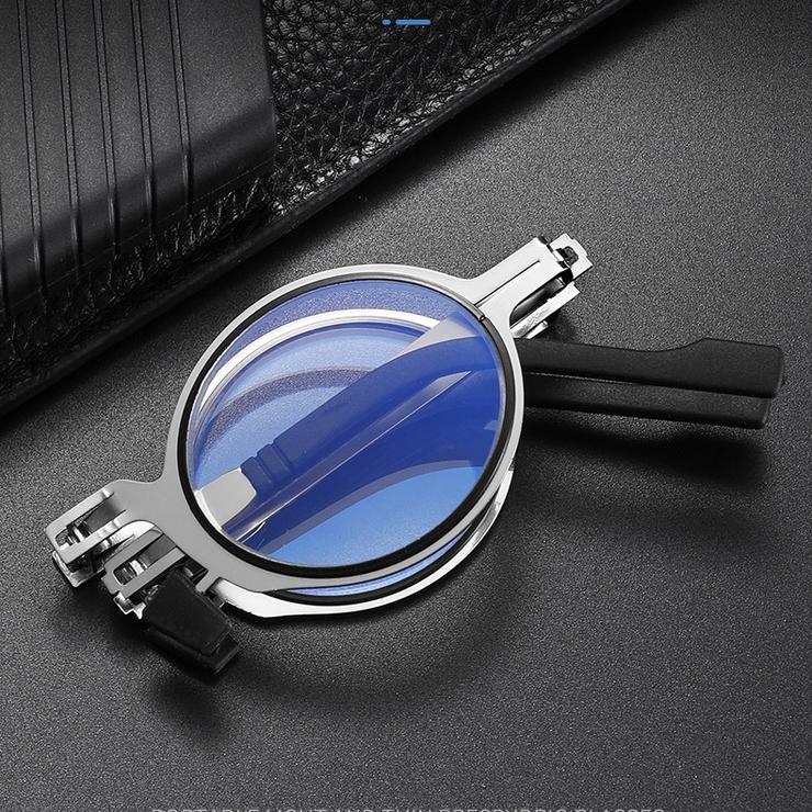 Очки пластиковые складные для чтения с футляром 6029-皮套, диоптрии от +1.00 до +4.00, РМЦ=62-64