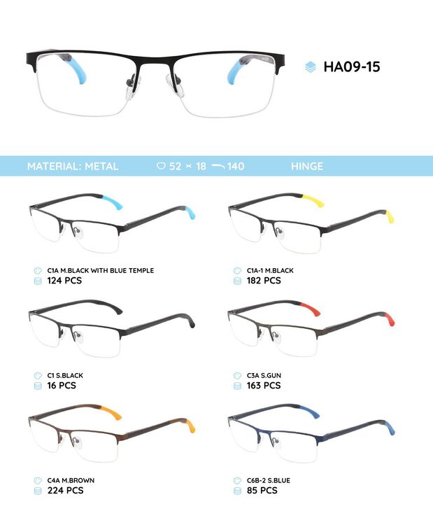 Металлическая оправа с дужками из материала TR-90 с гнущимся наконечником HA09-15