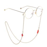 Gold-colored metal non-slip chain, with beads and acrylic crystal, for glasses and masks GL797