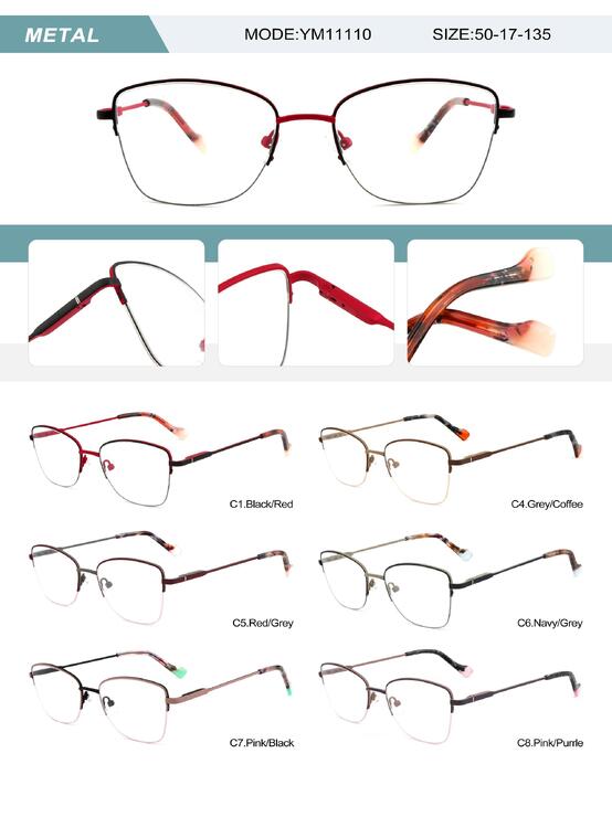 Оправа металлическая полуободковая женская с флексом YM111110-DA