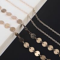 Gold-colored metal non-slip chain, with disc, for glasses and masks GL746