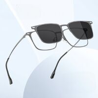 Оправа металлическая с защитой от синего света + 2 магнитные солнцезащитные насадки (клипон) 7600-GT