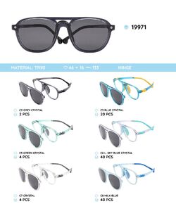 TR-90 plastic frames for kids with a sun protection clip-on 19971