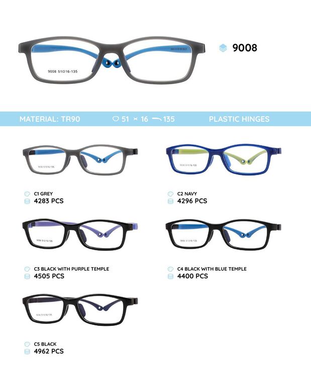 TR90 plastic eyeglasses frame for kids 9008