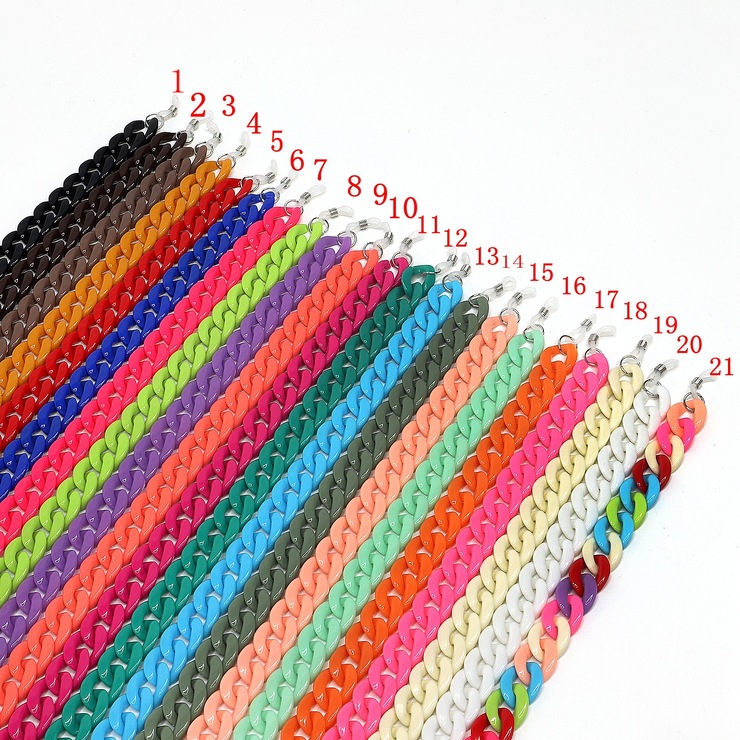Acrylic non-slip chain, thick concave shape 29 colors, for glasses and masks GB011-2