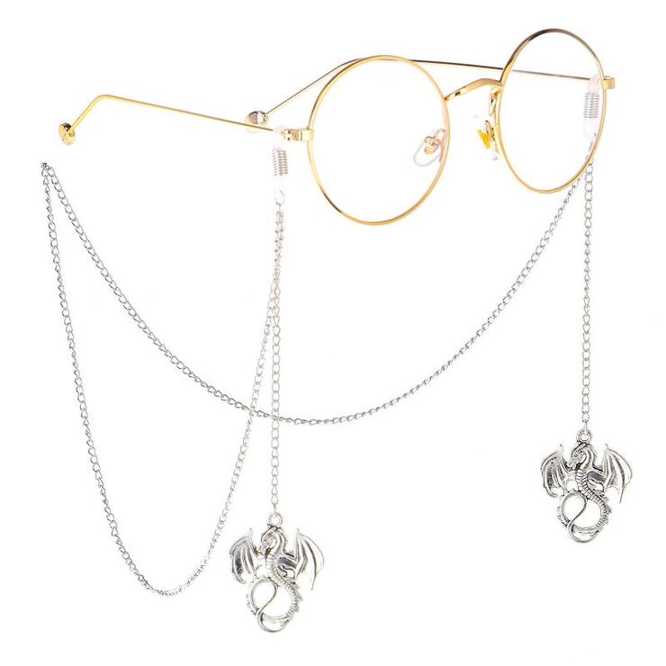 Metal non-slip chain, with a flying dragon pendant, for glasses and masks GL212