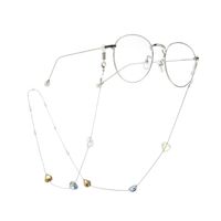 Silver-colored metal non-slip chain, with color crystal, for glasses and masks GA054