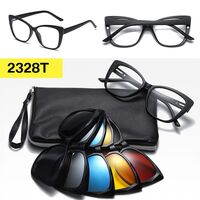 TR90/PC plastic frame + 5 polarized sun protection magnet clip-on set + leather bag El Dorado EL2328T