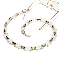 Metal glasses chain with color small daisies GB153