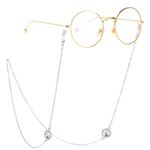 Silver-colored metal non-slip chain, with tree of life and rhinestone, for glasses and masks GL228