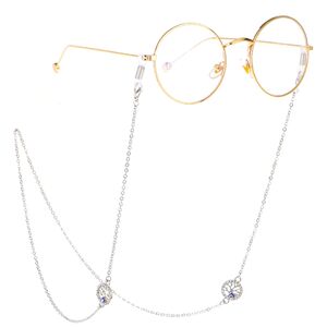 Металлическая нескользящая цепочка серебряного цвета, с подвечкой дерево жизни со стразами, для очков и масок GL228