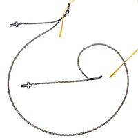 Black-colored metal non-slip chain, with pendant hollow cross, for glasses and masks GL414