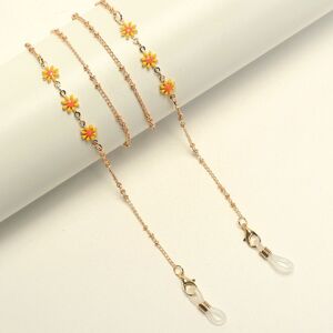 Металлическая нескользящая цепочка золотого цвета, с разноцветной ромашкой, для очков и масок GL1876
