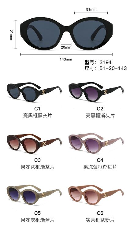 PC plastic sunglasses with plastic hinge 3194W