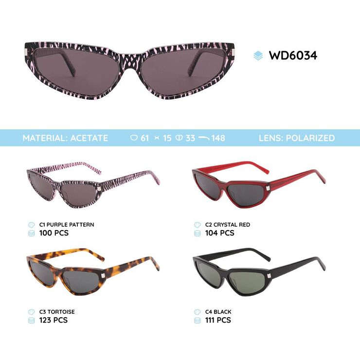 Plastic acetate frame polarized sunglasses WD6034