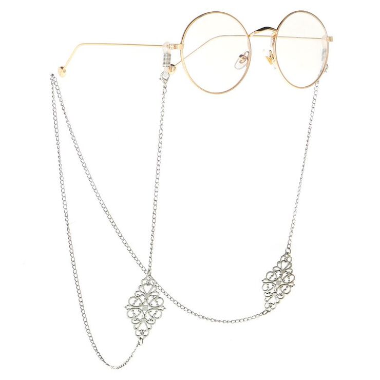Silver-colored metal non-slip chain, for glasses and masks GL050