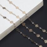 Gold-colored metal non-slip chain, with rose and crystal, for glasses and masks GL691