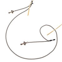 Black-colored metal non-slip chain, with pendant cross, for glasses and masks GL404