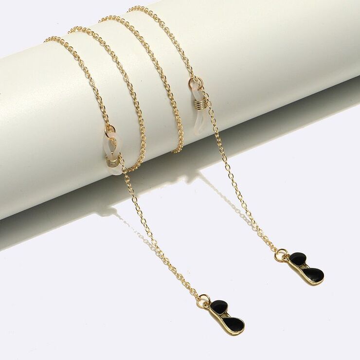 Металлическая нескользящая цепочка золотого цвета, с очками, для очков и масок GL1692