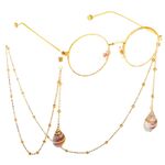 Gold-colored metal non-slip chain, with natural shell and beads, for glasses and masks GL659