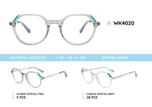 Acetate plastic frames for kids, with spring hinges WK4020