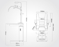 Рабочее место офтальмолога, комбинированный стол с кнопочным управлением + кресло S-500B, столешница 1010*420 мм 