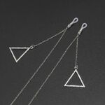 Металлическая нескользящая цепочка серебряного цвета, с кулоном треугольник со стразами, для очков и масок GL612