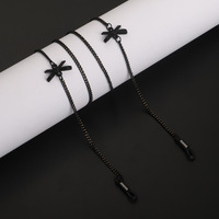 Black-colored metal non-slip chain, with pendant bow, for glasses and masks GL888
