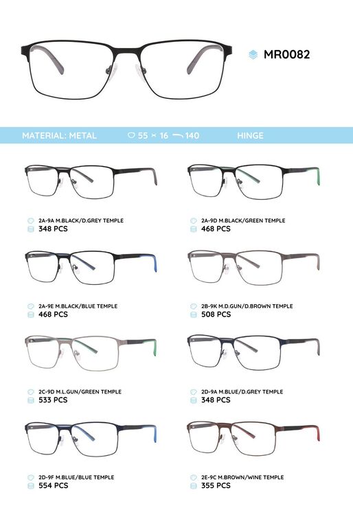 Metal frame with temples made of TR-90 material MR0082