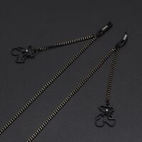 Black-colored metal non-slip chain, with pendant bear with bow, for glasses and masks GL707