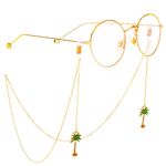 Gold-colored metal non-slip chain, with pendant coconut tree, for glasses and masks GL315