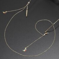 Gold-colored metal non-slip chain, with pendant moon, for glasses and masks GL353