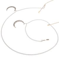 Silver-colored metal non-slip chain, with hollow moon, for glasses and masks GL059