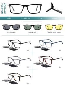 Plastic acetate frame with spring hinges + polarized clip-on Big City F3035S