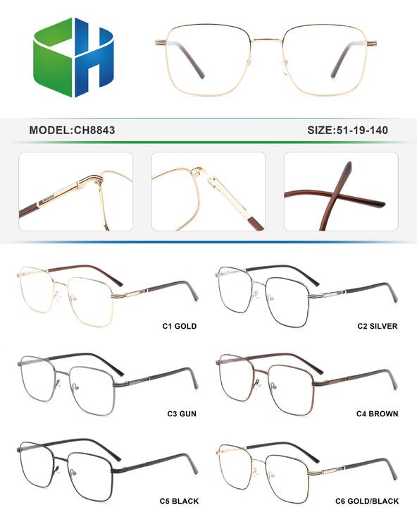 Metal frame for men with spring hinges CH8843-DA