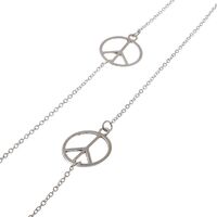 Silver-colored metal non-slip chain, with peace symbol, for glasses and masks GL064