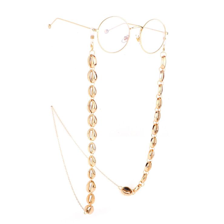 Metal non-slip chain gold, with shells, for glasses and masks GL895