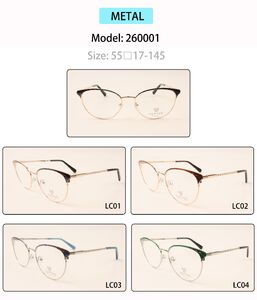 Metal eyeglasses frame for women with spring hinges 260001 (item in stock)