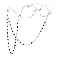 Metal non-slip chain, with black glass beads, for glasses and masks GL329
