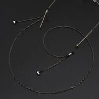Black-colored metal non-slip chain, with pendant black coal balls, for glasses and masks GL643